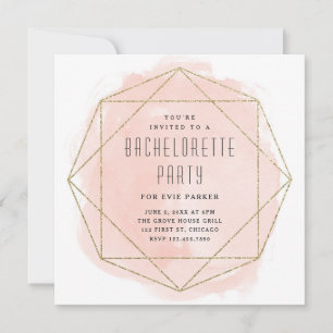 Invitación Fiesta de Despedida de Soltera Glitter Rosa Acuare