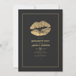 Invitación Fiesta de Despedida de Soltera Gold Lips