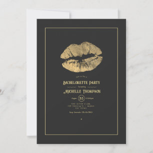 Invitación Fiesta de Despedida de Soltera Gold Lips