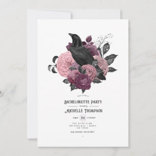 Invitación Fiesta de Despedida de Soltera Gótica Cuervo Mauve