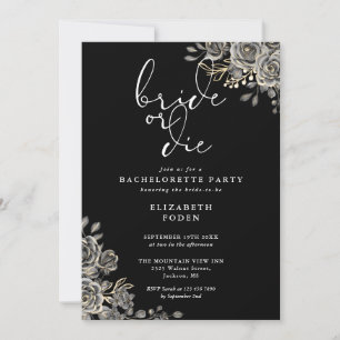 Invitación Fiesta de Despedida de Soltera Gótica de Blanco y