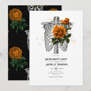 Invitación Fiesta de Despedida de Soltera Gótica Floral Naran