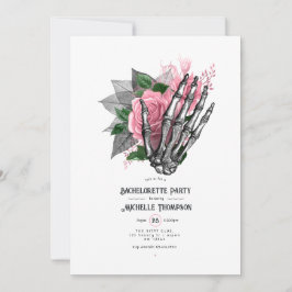 Invitación Fiesta de Despedida de Soltera Gótica Floral Rosa