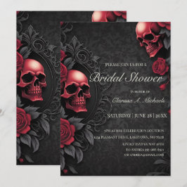 Invitación Fiesta de Despedida de Soltera Gótica Roja y Negra