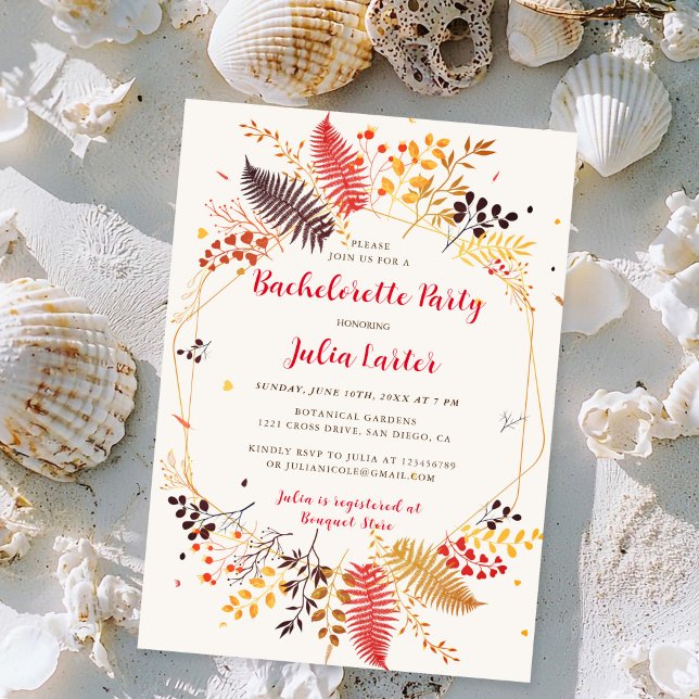 Invitación Fiesta de Despedida de Soltera Hongo Helecho Bosqu (Subido por el creador)