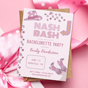 Invitación Fiesta de Despedida de Soltera Hot Pink Nash Bash 