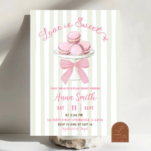 Invitación Fiesta de Despedida de Soltera Macaroon Raya Rosa