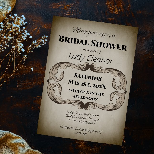 Invitación Fiesta de Despedida de Soltera Medieval Renacentis (Medieval Renaissance Parchment Moody Bridal Shower Invitation)