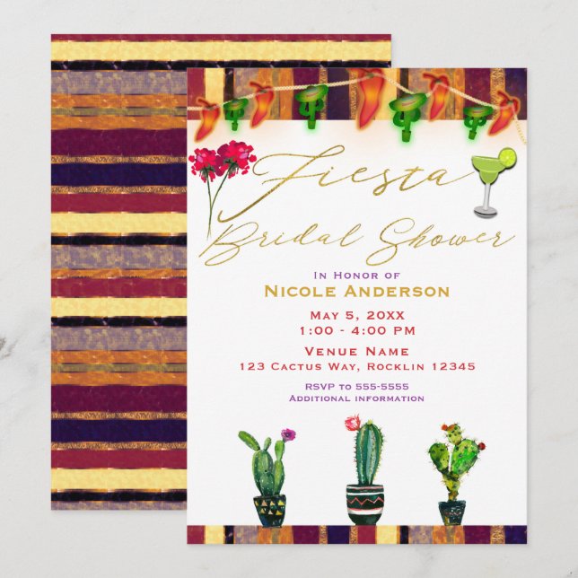 Invitación Fiesta de Despedida de Soltera Moderna del Suroest (Anverso / Reverso)