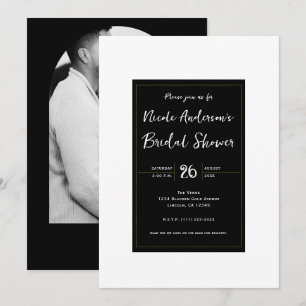Invitación Fiesta de Despedida de Soltera Moderna Negro Blanc