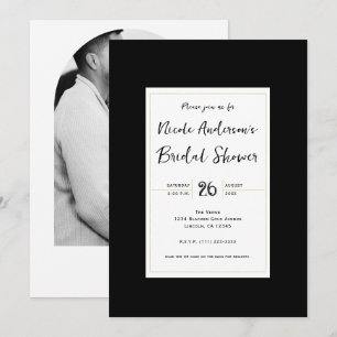 Invitación Fiesta de Despedida de Soltera Moderna Negro Blanc