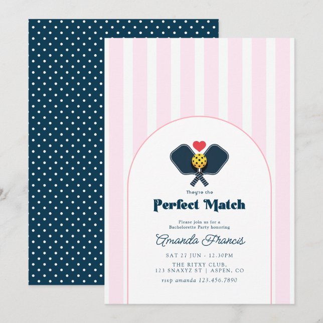 Invitación Fiesta de Despedida de Soltera Perfecta Preppy Pic (Anverso / Reverso)
