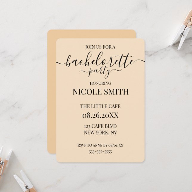 Invitación Fiesta de Despedida de Soltera Personalizada (Anverso/Reverso In Situ)