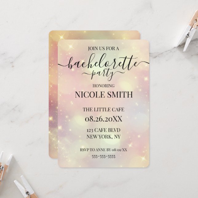 Invitación Fiesta de Despedida de Soltera Personalizada Peach (Anverso/Reverso In Situ)