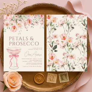 Invitación Fiesta de Despedida de Soltera Pétalos y Prosecco 