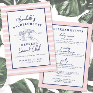 Invitación Fiesta de Despedida de Soltera Preppy del Club Soc