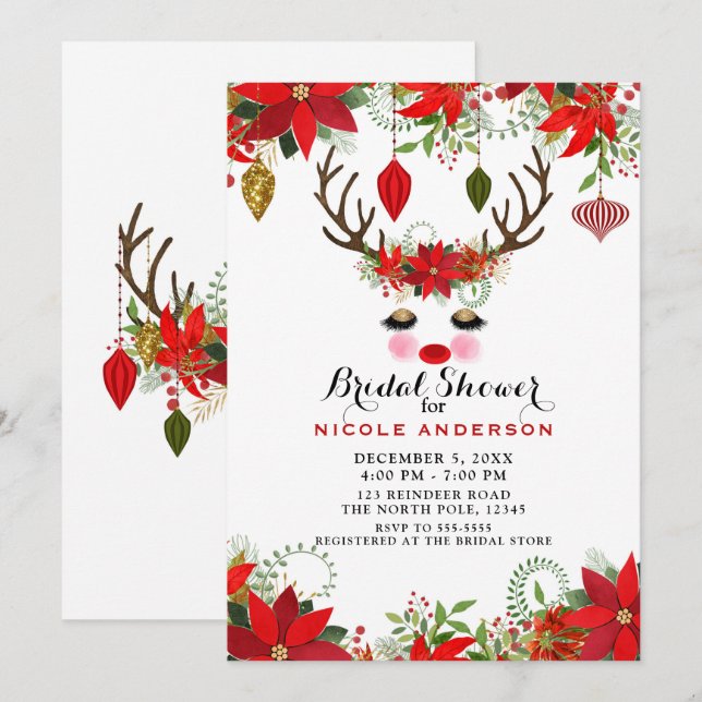 Invitación Fiesta de Despedida de Soltera Reno Ojos Dorados M (Anverso / Reverso)