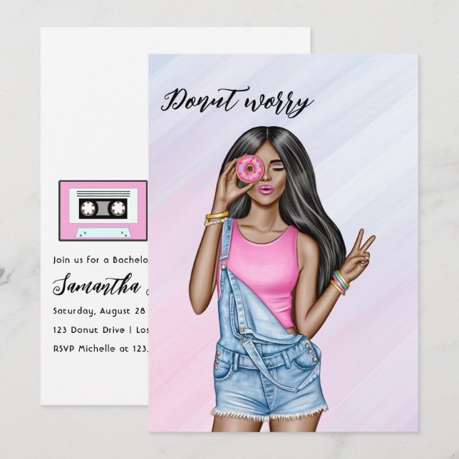 Invitación Fiesta de Despedida de Soltera Retro de Chica de D (Anverso / Reverso)