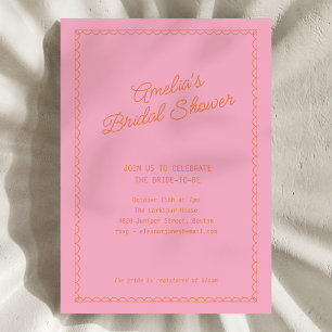 Invitación Fiesta de Despedida de Soltera Rosa Naranja Vintag