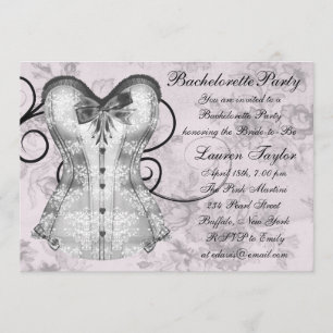Invitación Fiesta de Despedida de Soltera Rosa y Gris Elegant
