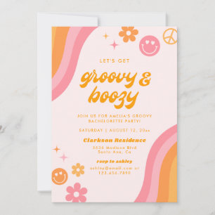Invitación Fiesta de Despedida de Soltera Rosa y Naranja Groo