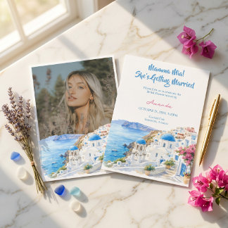 Invitación Fiesta de Despedida de Soltera Santorini Grecia Ac