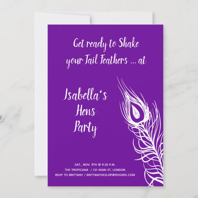 Invitación Fiesta de Despedida de Soltera Shake your Tail Fea (Anverso)