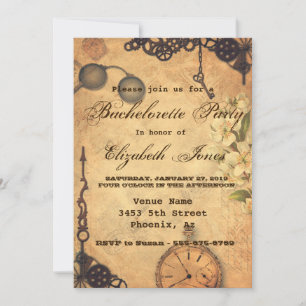 Invitación Fiesta de Despedida de Soltera Steampunk Victorian