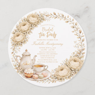 Invitación Fiesta de Despedida de Soltera Té con Paleta Beige