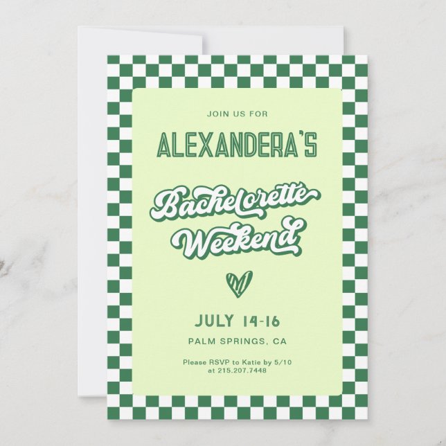 Invitación Fiesta de Despedida de Soltera Tropical Verde  (Anverso)