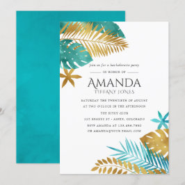 Invitación Fiesta de Despedida de Soltera Tropical Verde Azul