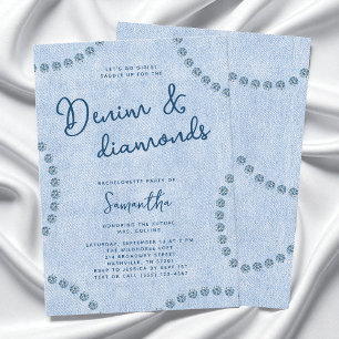 Invitación Fiesta de Despedida de Soltera Vaquera Azul Denim 
