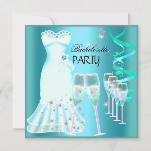 Invitación Fiesta de Despedida de Soltera Vestido Azul Teal C