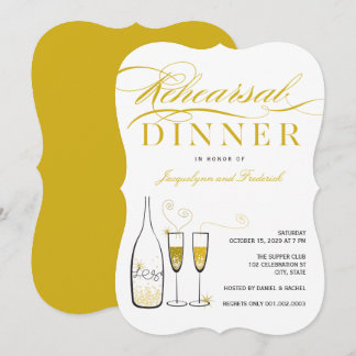 Invitación Fiesta de Despedida de Soltero con Champán Dorado