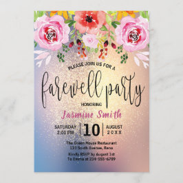 Invitación Fiesta de despedida del purpurina moderno floral