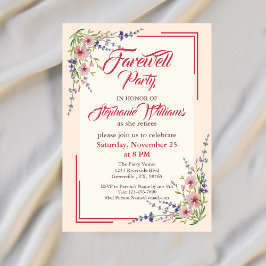 Invitación Fiesta de despedida femenina floral elegante borde