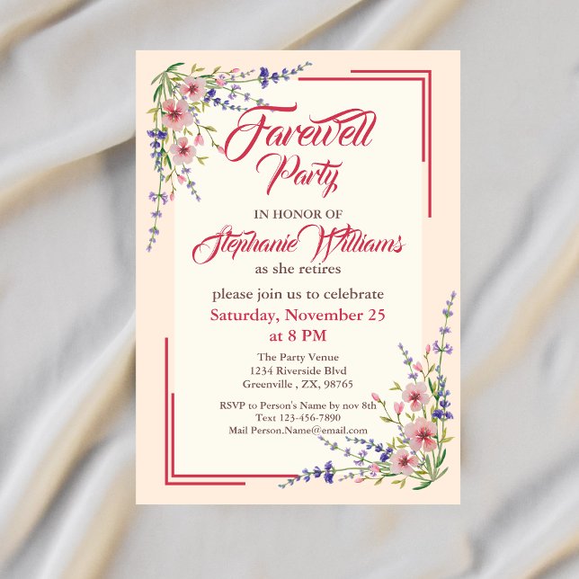Invitación Fiesta de despedida femenina floral elegante borde (Subido por el creador)