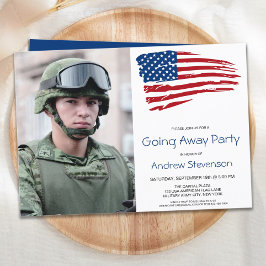 Invitación Fiesta de Despedida Militar Bandera Americana de E