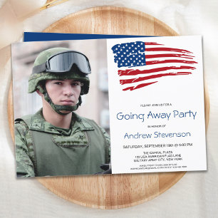 Invitación Fiesta de Despedida Militar Bandera de EE. UU. Fot