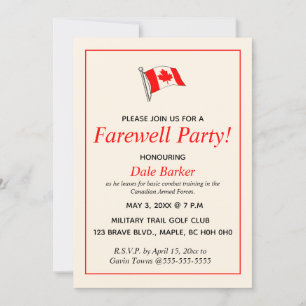 Invitación Fiesta de despedida militar canadiense editable