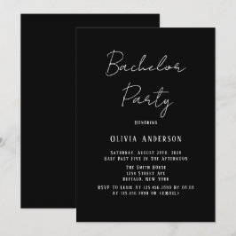 Invitación Fiesta de Despedida Minimalista de Corbata Negra y