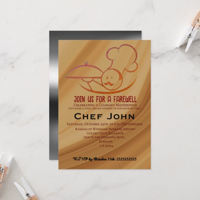 Invitación Fiesta de Despedida para el Chef  (Anverso/Reverso In Situ)