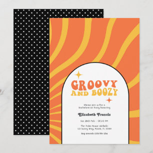 Invitación Fiesta de Despedida Retro Groovy y con Copas