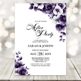 Invitación Fiesta de Después de Boda con Florales Púrpuras