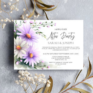 Invitación Fiesta de Después de Boda de Margaritas Purpura y 