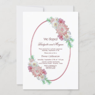 Invitación Fiesta de Después de Boda Floral Oval Rosa
