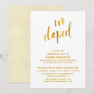 Invitación Fiesta de Después de la Boda con Chevron Dorado De