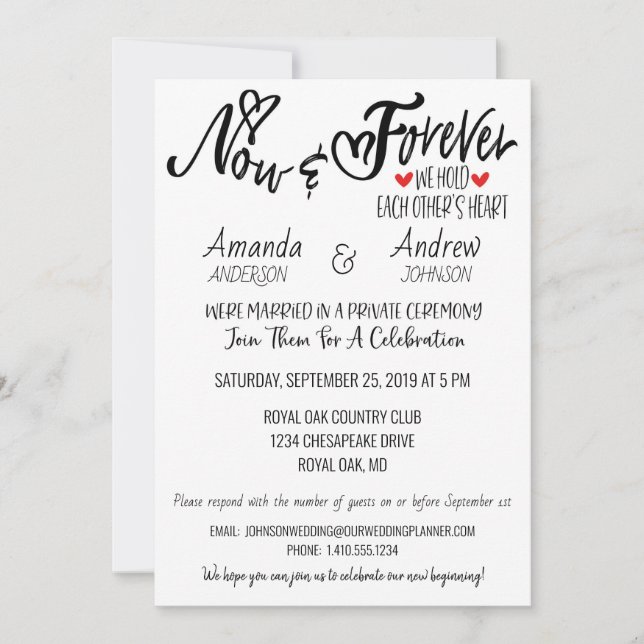 Invitación Fiesta de Después de la Recepción de Bodas (Anverso)
