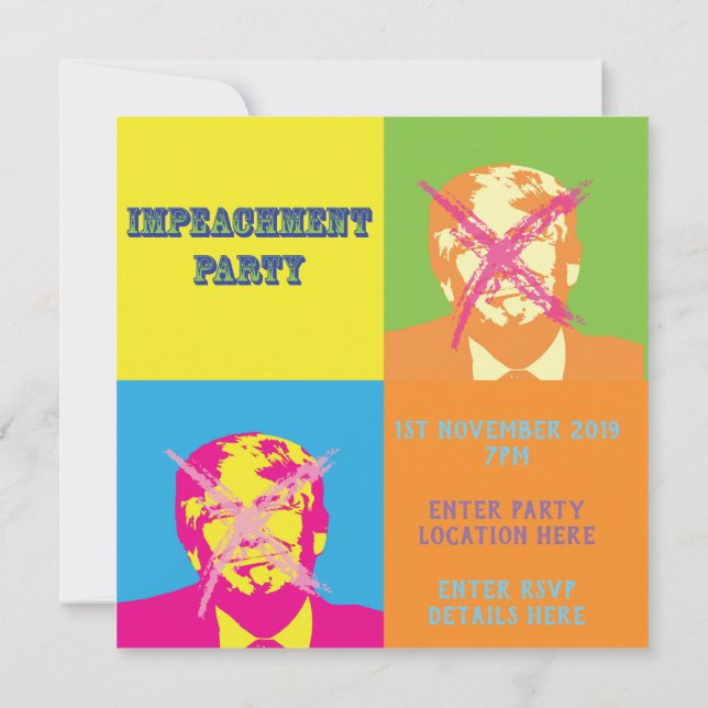 Invitación Fiesta de destitución de Popart Trump (Reverso)