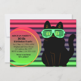 Invitación Fiesta de devolución de gatos de Guay de Neon Blas